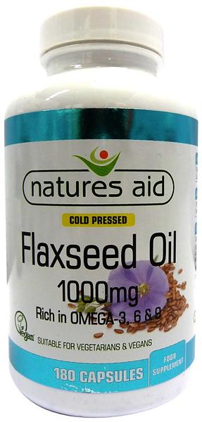 Natures Aid Flaxseed Oil 1000mg 180 Capsules
